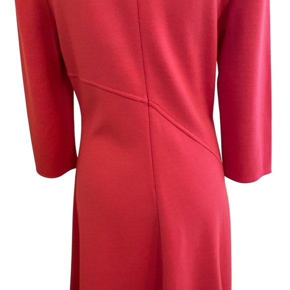 St. John "Pink Grapefruit" Wool Blend Bias Seam Flare Aline Dress 10 - Picture 9 of 13